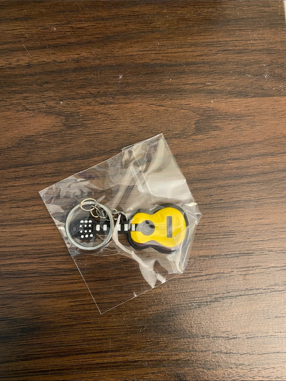 Yellow Guitar Keychain Phone Charm - Portable Accessory